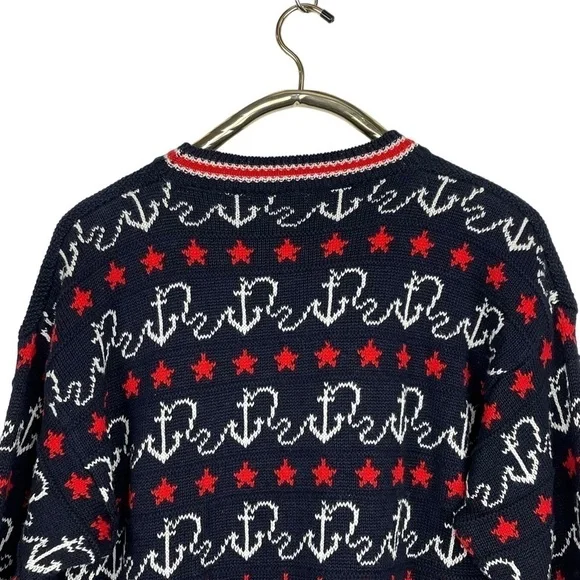 VINTAGE CHAUS SPORT NAUTICAL ANCHOR CREW NECK DROP SHOULDER CREW NECK SWEATER - Picture 7 of 14